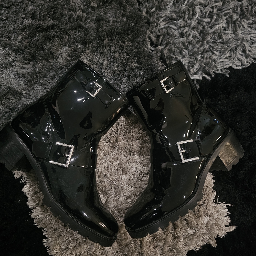 Black Michael Kors Patent Leather Ankle Boots